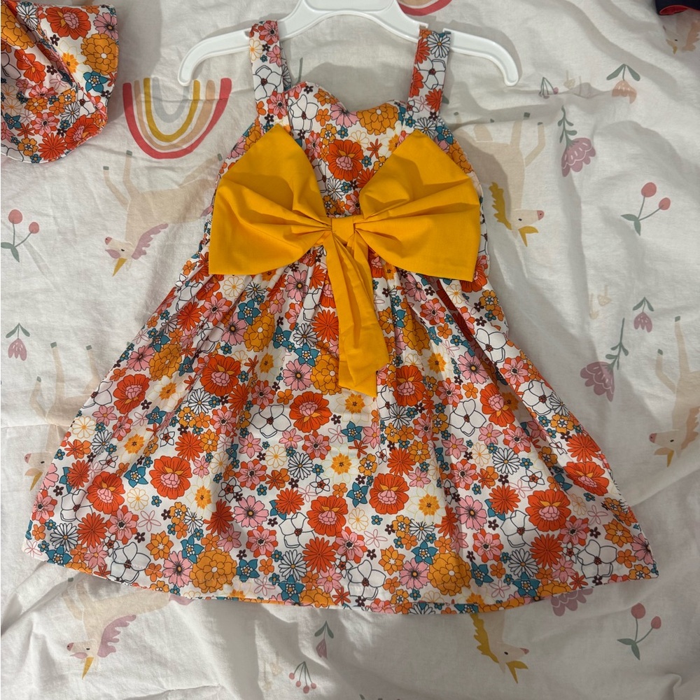 Floral Dress with Yellow Bow